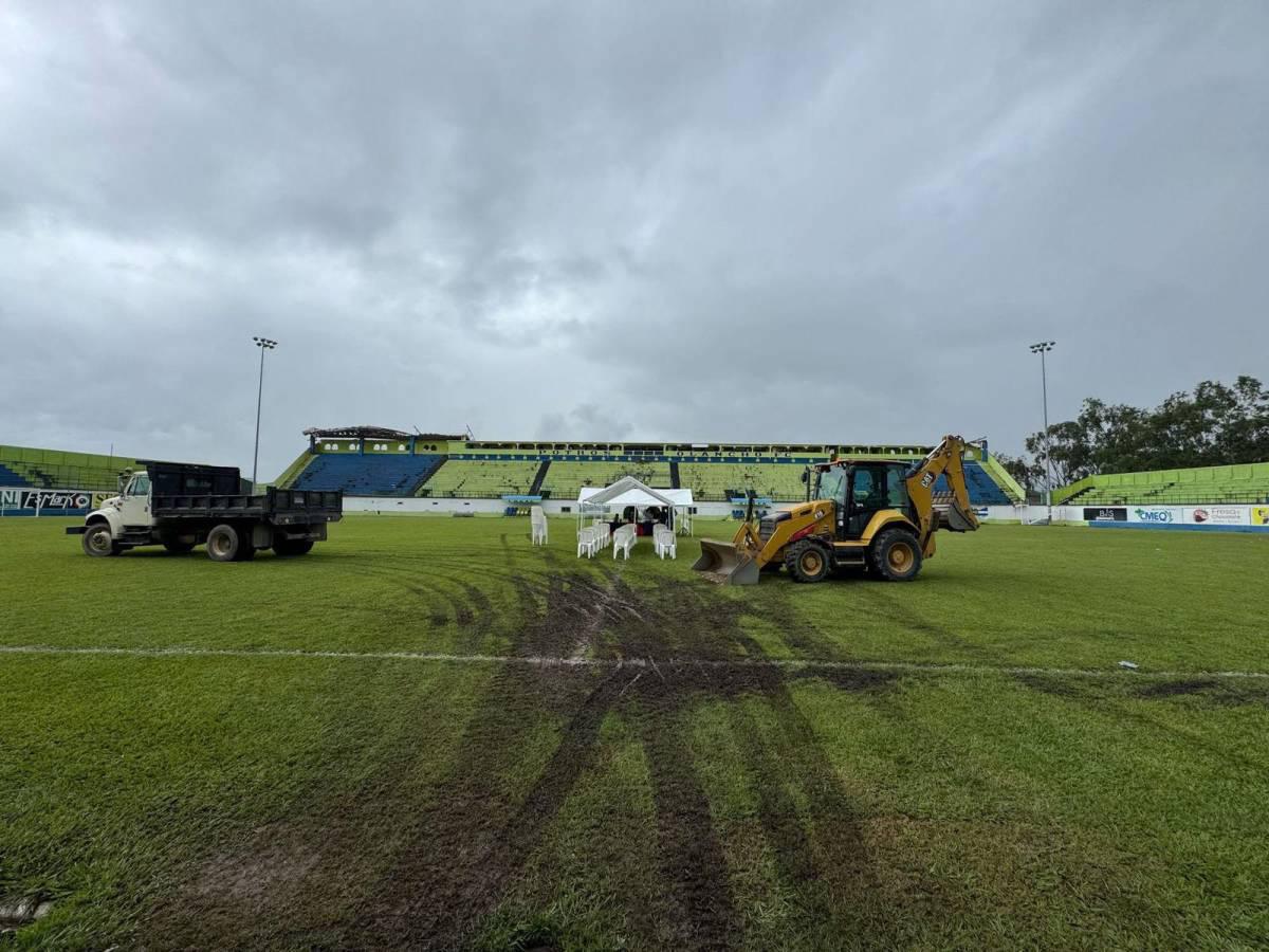 Comienzan los trabajos de cambio de engramillado en el estadio Juan Ramón Brevé