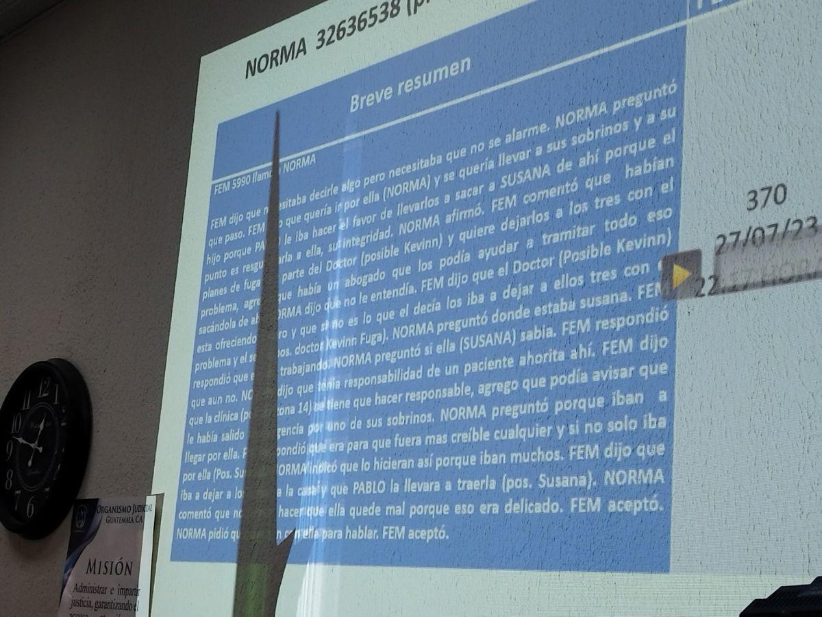 Captura del resumen de la llamada telefónica de la enfermera Susana Rojas, acusada en el caso de la desaparición de la hondureña.