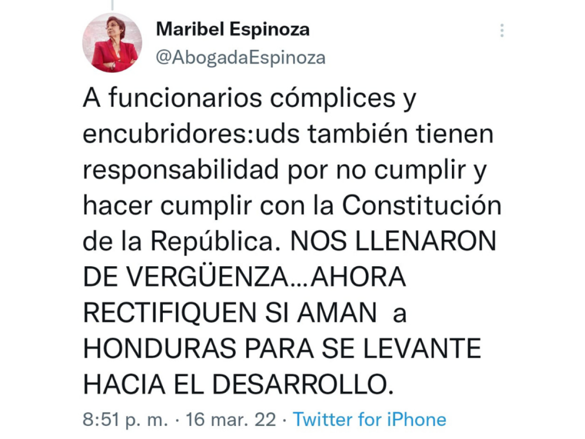 Maribel Espinoza: “Debo reconocer que el juez natural hizo lo correcto hoy”