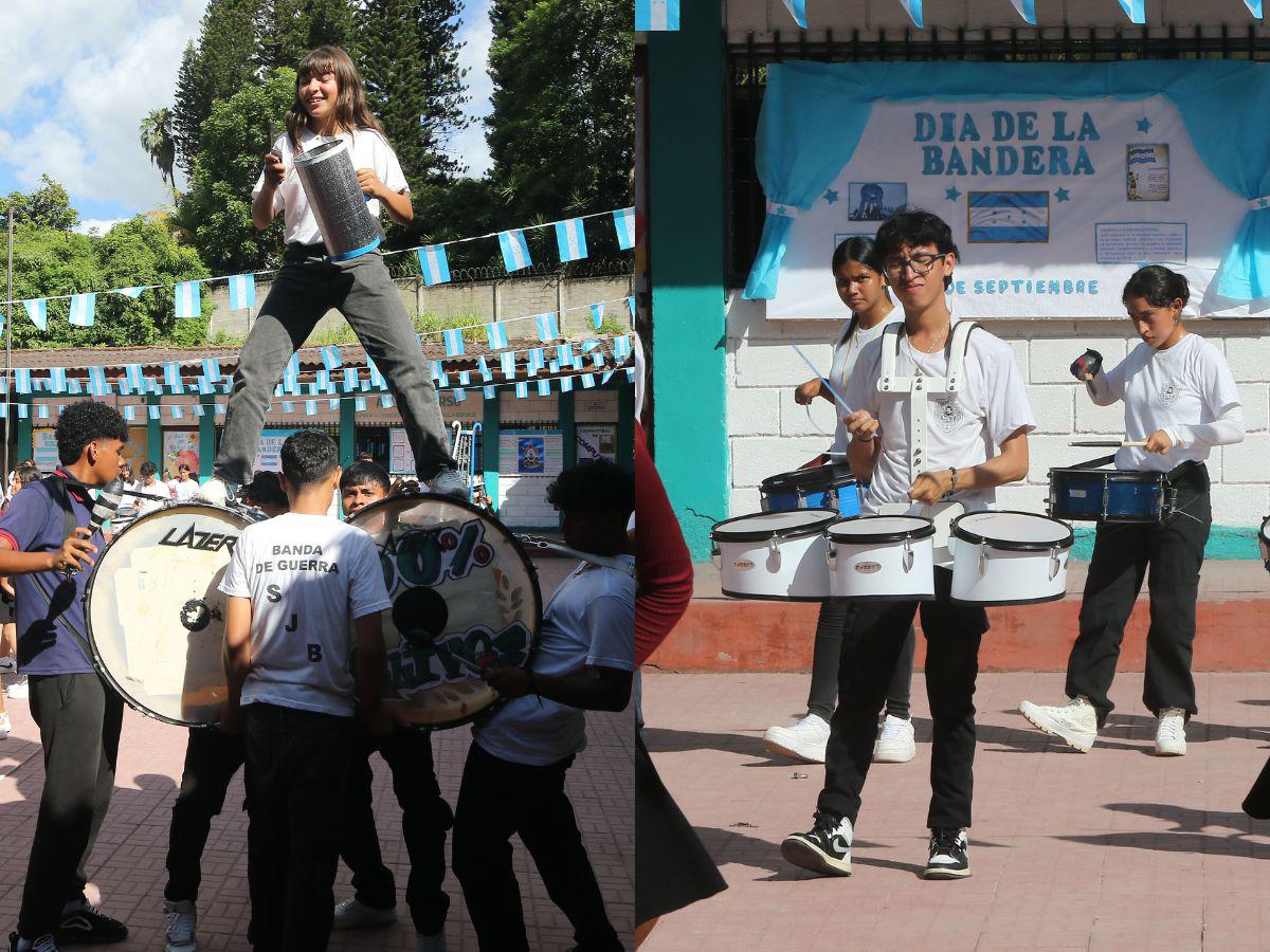 Con acrobacias y coreografía, banda del San Juan Bosco prepara espectáculo en desfiles