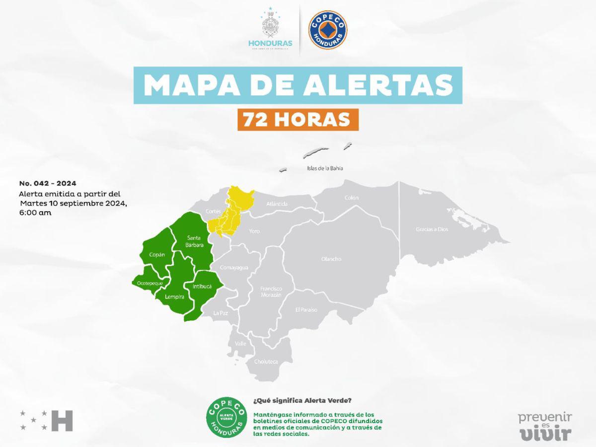 Mapa de alertas de las zonas que se verán afectadas tras las lluvias.