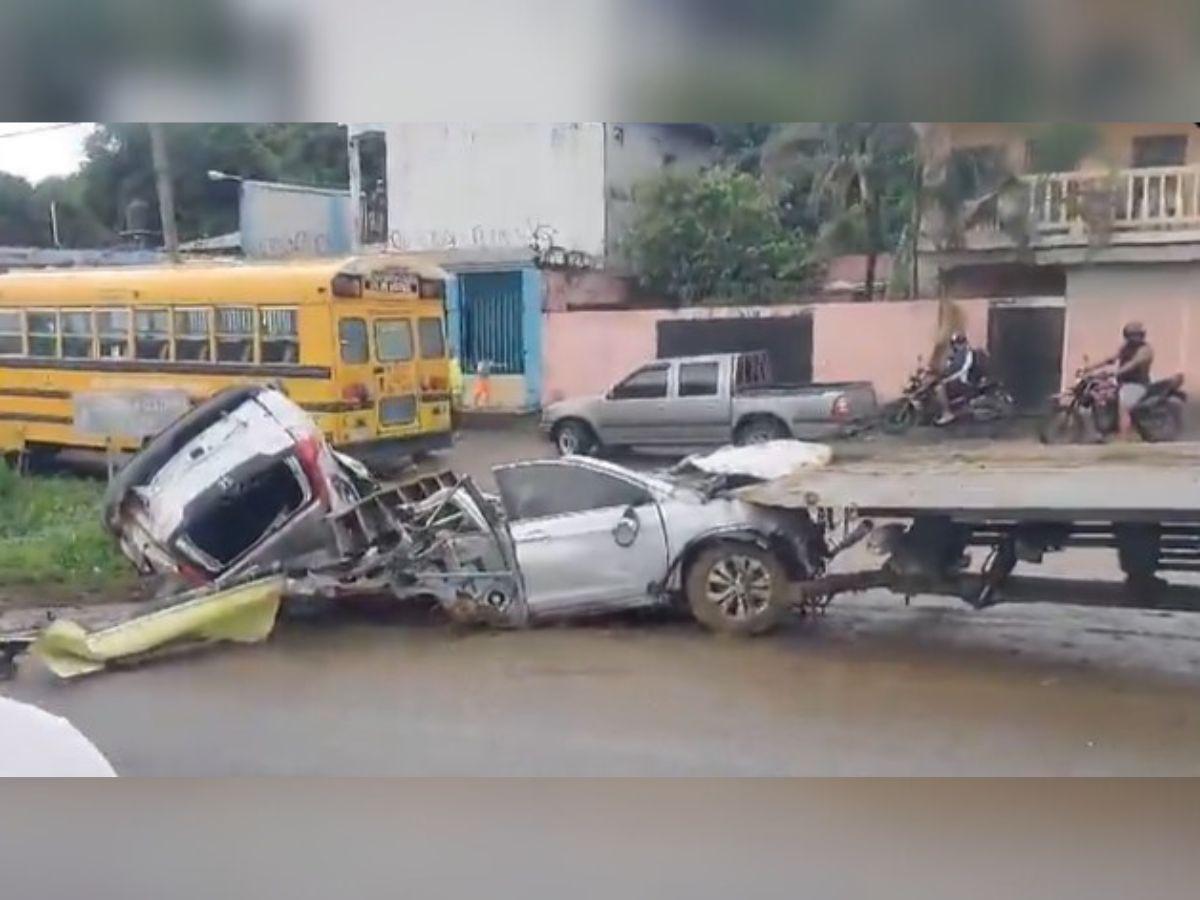 ¡Destruida! Así quedó la camioneta de Demetri Gordon tras brutal accidente en La Ceiba