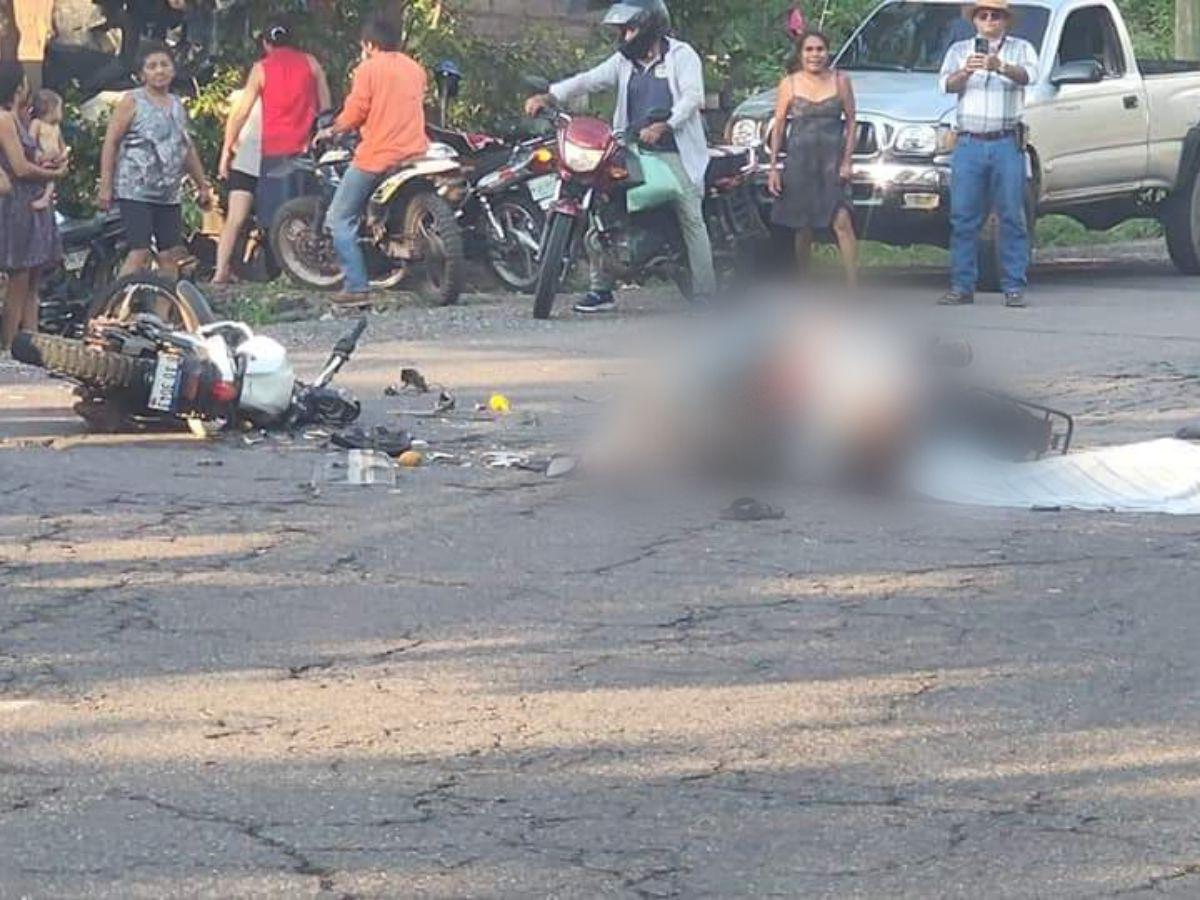 Brutal choque entre dos motocicletas deja dos personas muertas en El Corpus, Choluteca