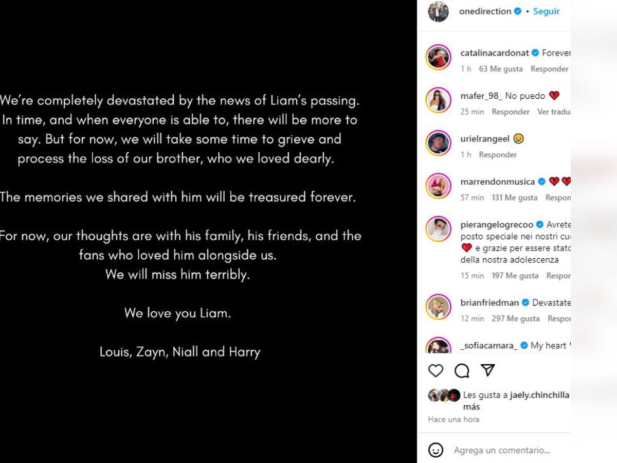 One Direction y famosos reaccionan  por la muerte del cantante Liam Payne