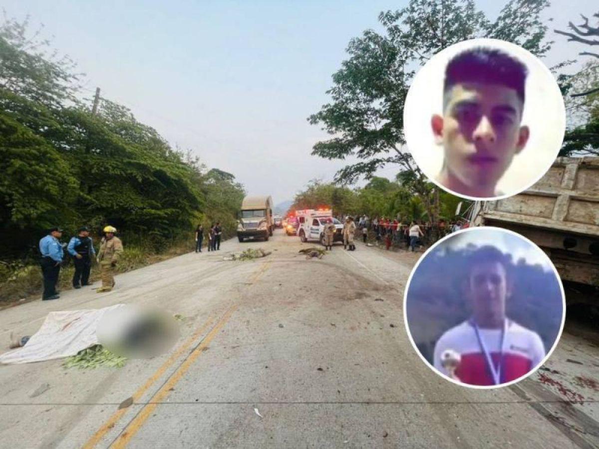 Imagen del accidente y de los hermanos Darlin Dagoberto y Olvin Josué Chacón.