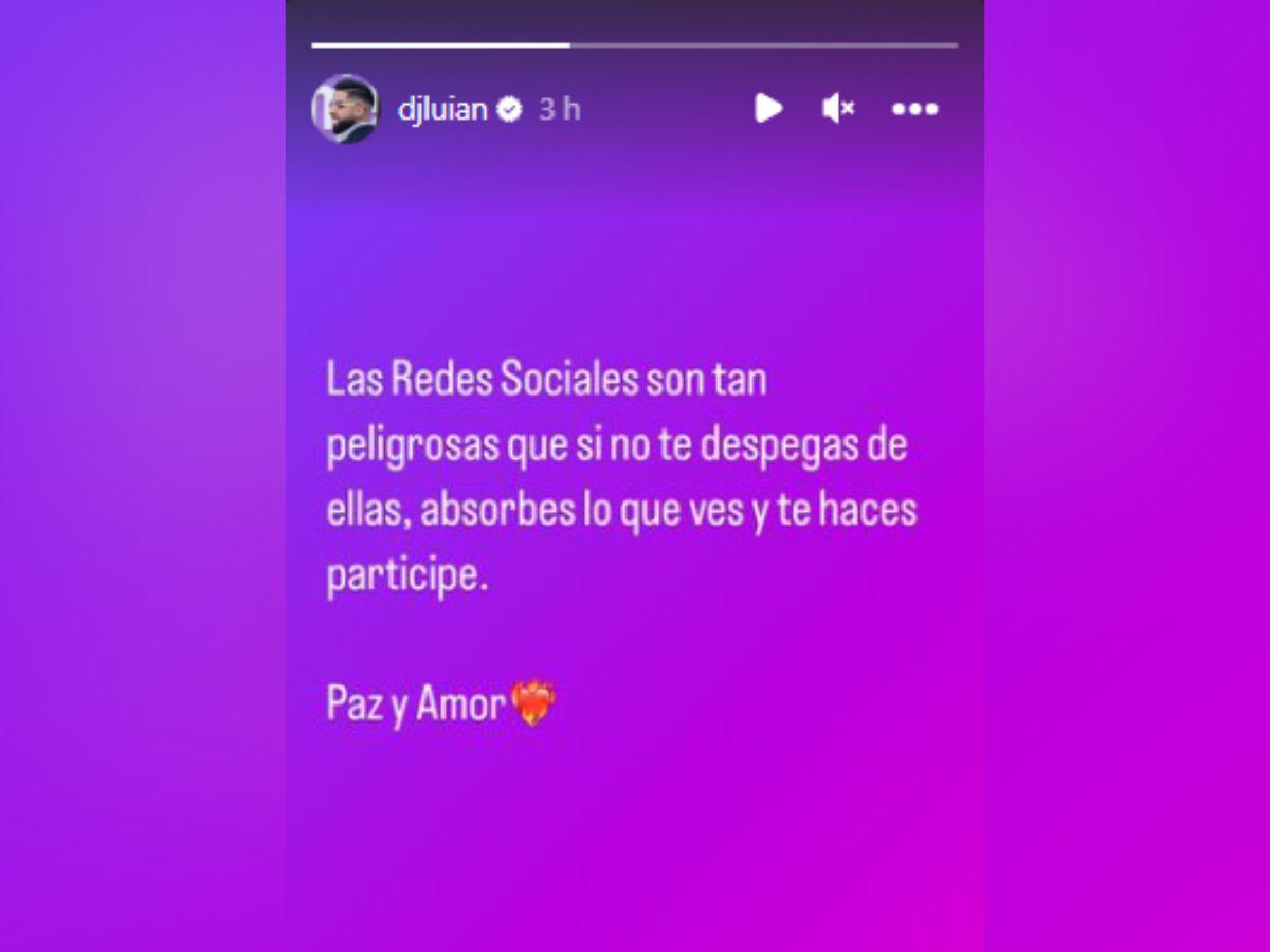 La reacción de Dj Luian en sus redes sociales tras el anuncio de su ruptura.