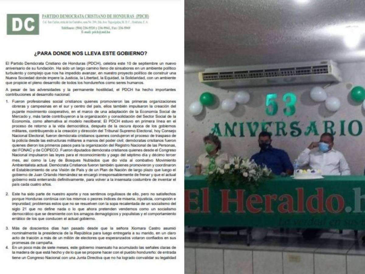 En su 54 aniversario, Partido Demócrata Cristiano cuestiona ¿Para dónde nos lleva este gobierno?