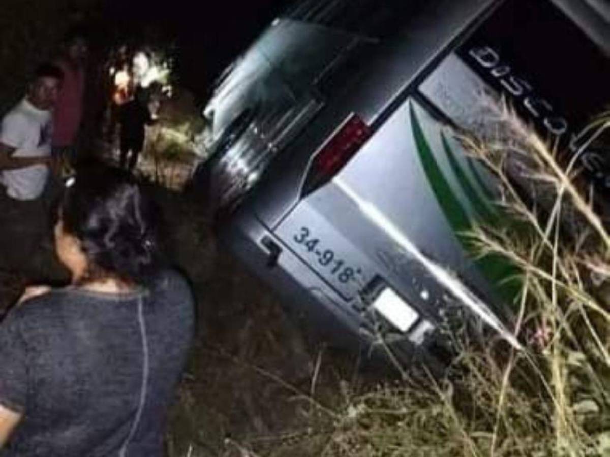 En las imágenes se puede ver el autobús volcado en una hondonada, debajo de este estaban los cadáveres de las víctimas y el vehículo en el que se transportaban.