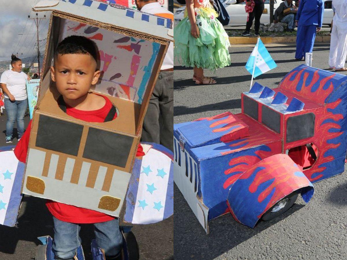 Pequeño transformer se roba las miradas en desfiles patrios en la capital