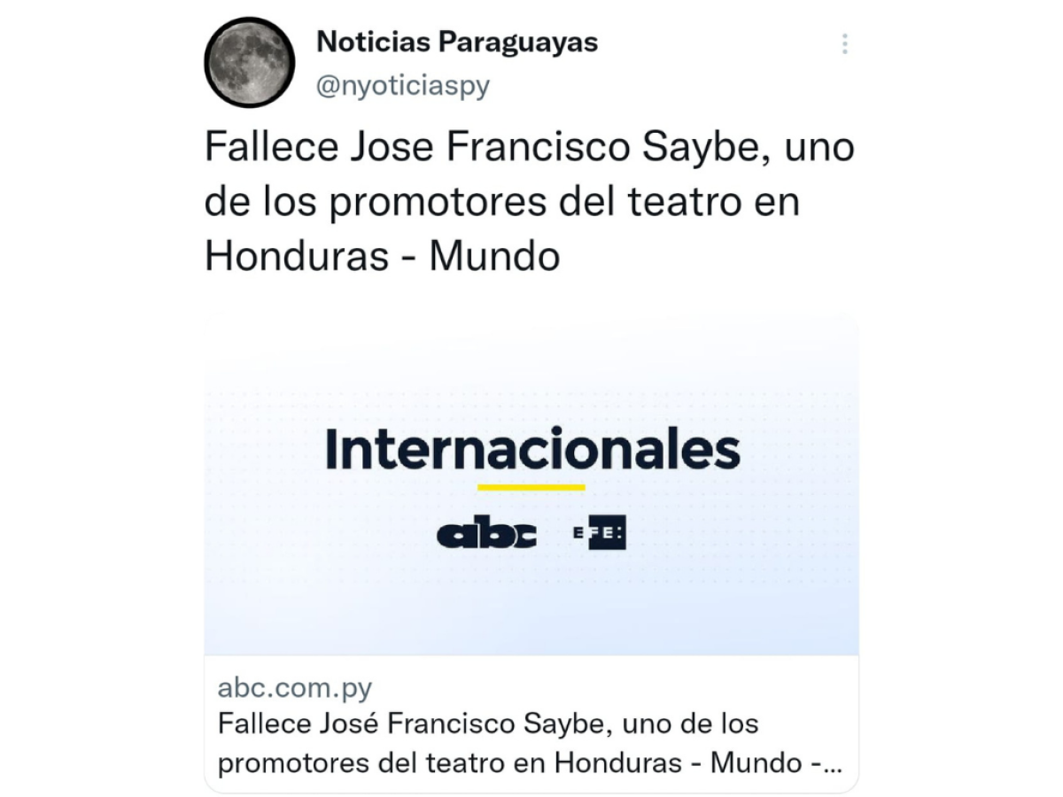 Adiós al precursor del teatro en Honduras: sectores lamentan deceso de Ing. Francisco Saybe