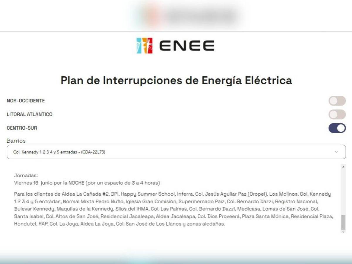 ¿Cómo revisar qué día su colonia sufrirá interrupción de energía eléctrica en la página web de la ENEE?