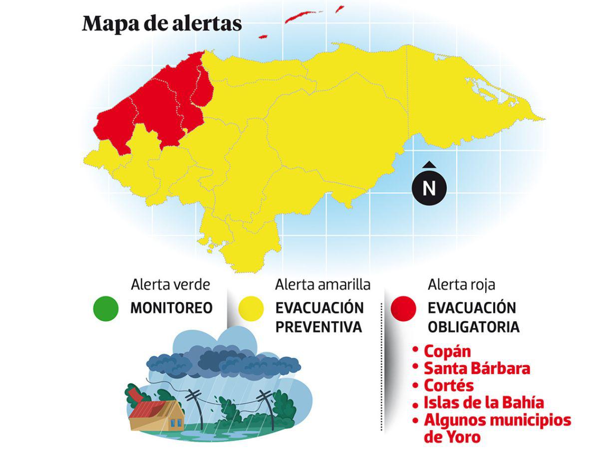 $!Las alertas se mantienen hasta las 5:00 de la tarde de este jueves.