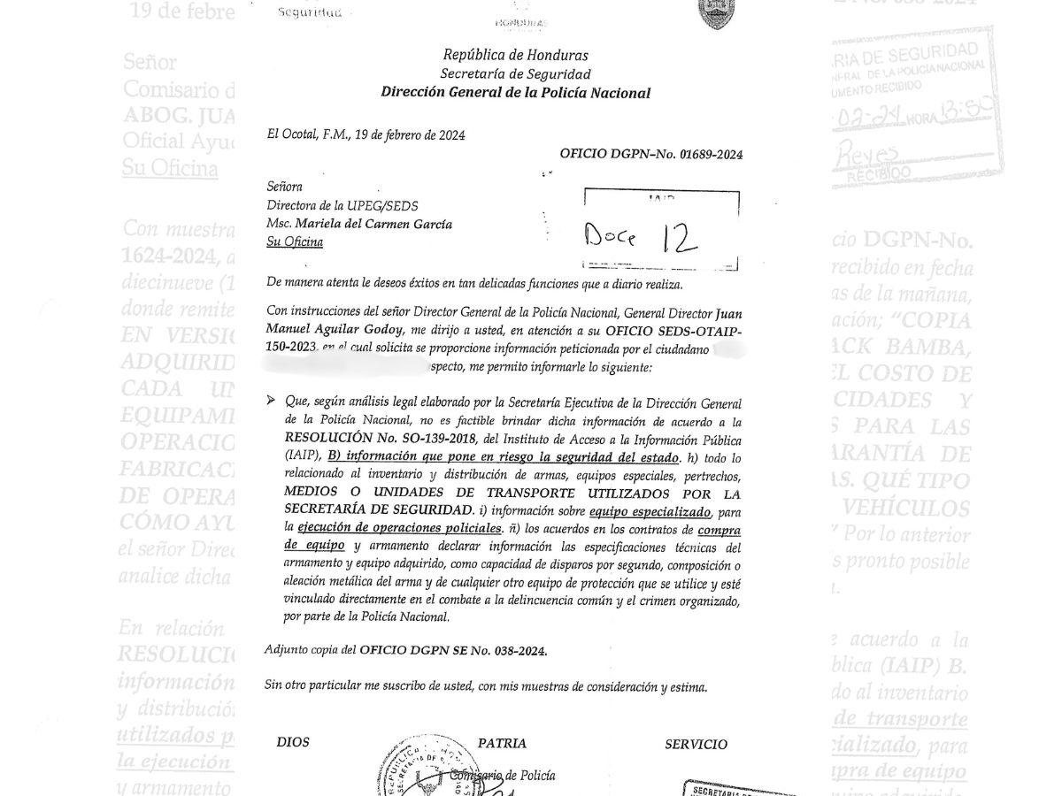 $!El Instituto de Acceso a la Información Pública (IAIP) analiza las justificaciones de la reserva de información de la Secretaría de Seguridad.