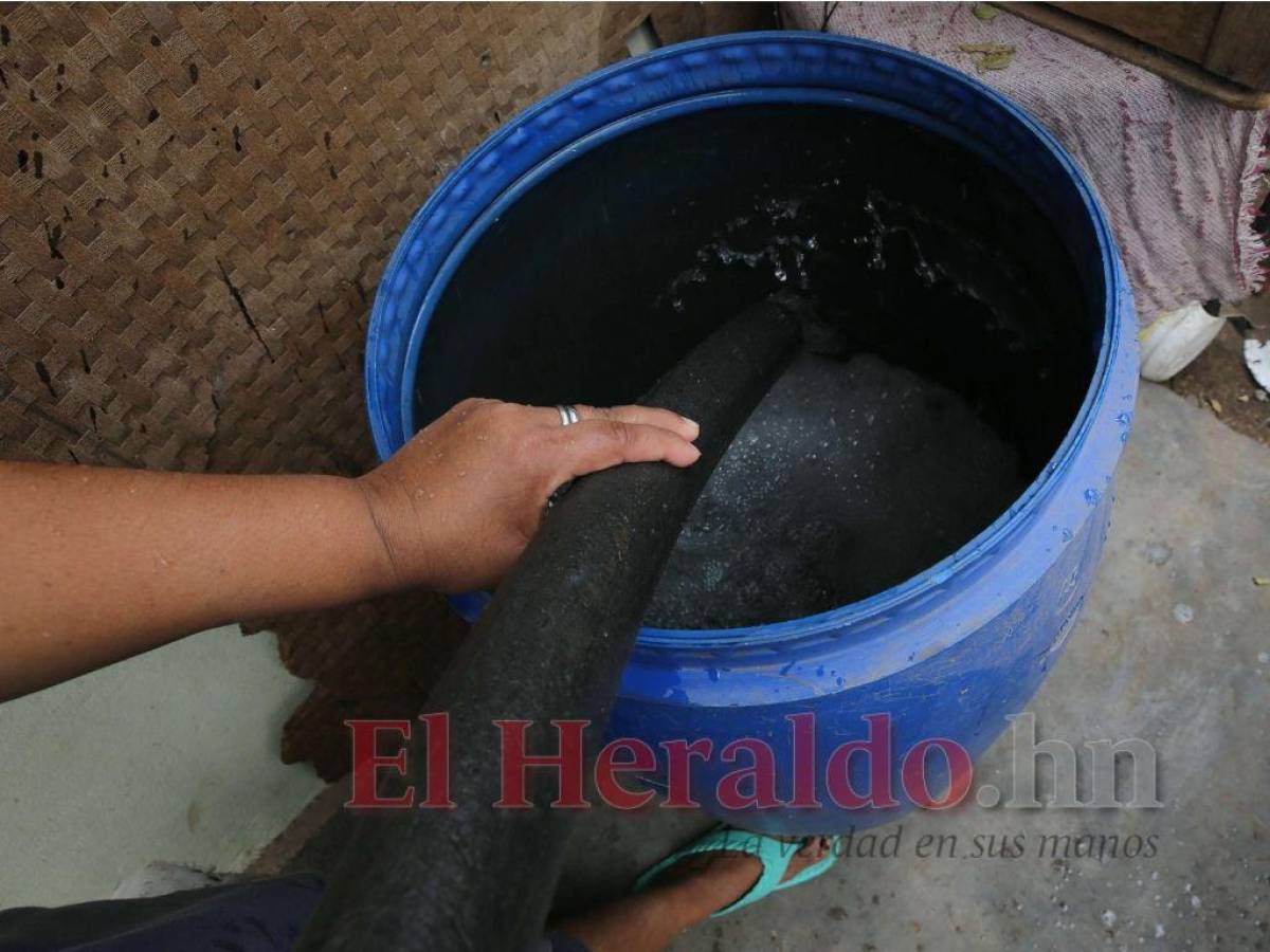 Los capitalinos llenan sus barriles para tener agua en sus hogares.