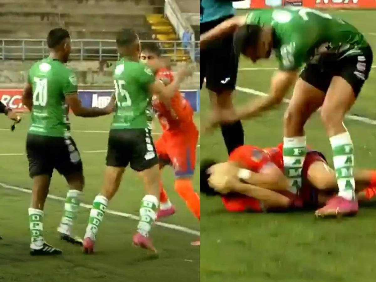 Pelea entre jugadores de UPNFM y Juticalpa FC