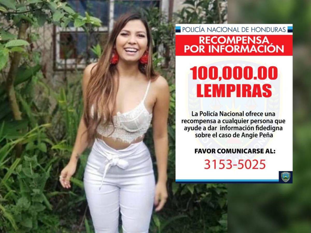 Policía Nacional ofrece recompensa de L 100 mil por información en el caso de Angie Peña