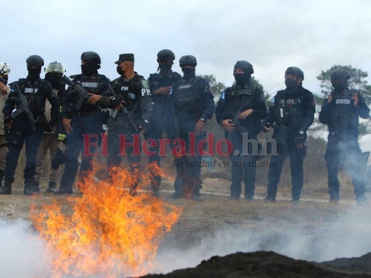 Incineran más de 1,500 kilos de marihuana incautados durante este año en Honduras