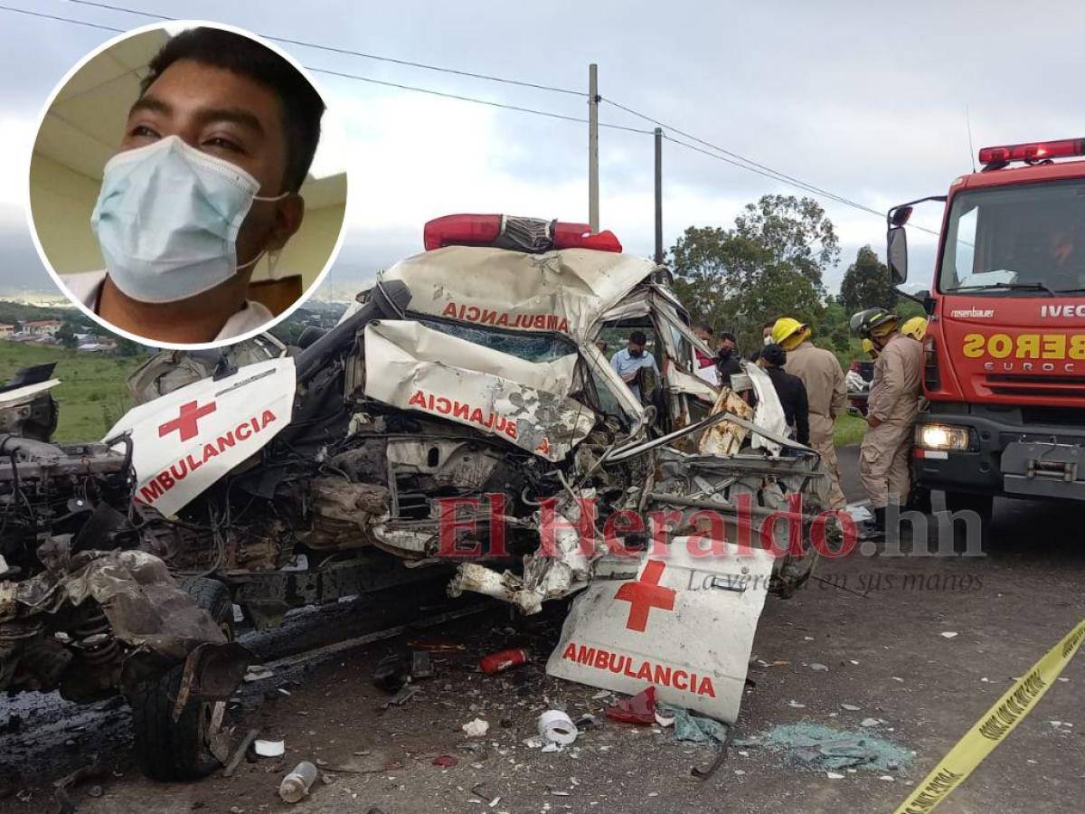 Muere enfermero que viajaba en ambulancia que sufrió accidente en Amarateca