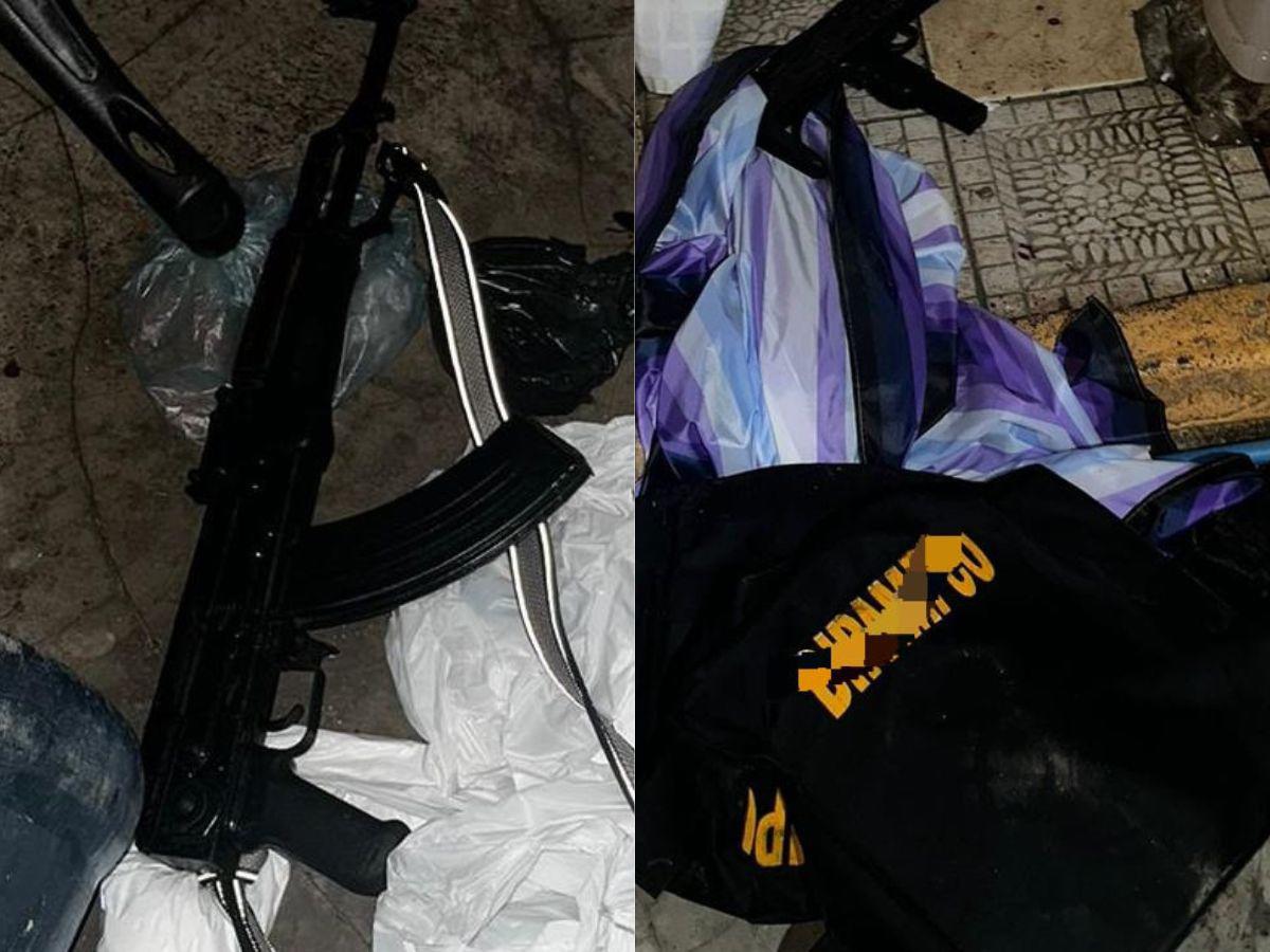 Chalecos antibalas con la inscripción Dipampco, un fusil AK- 47 y una Mini Uzi fueron parte de los hallazgos.