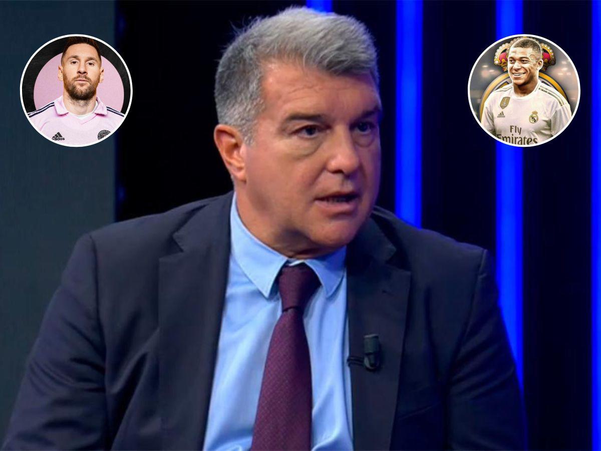 Laporta revela por qué Messi no regresó al Barcelona y del posible fichaje de Mbappé al Real Madrid