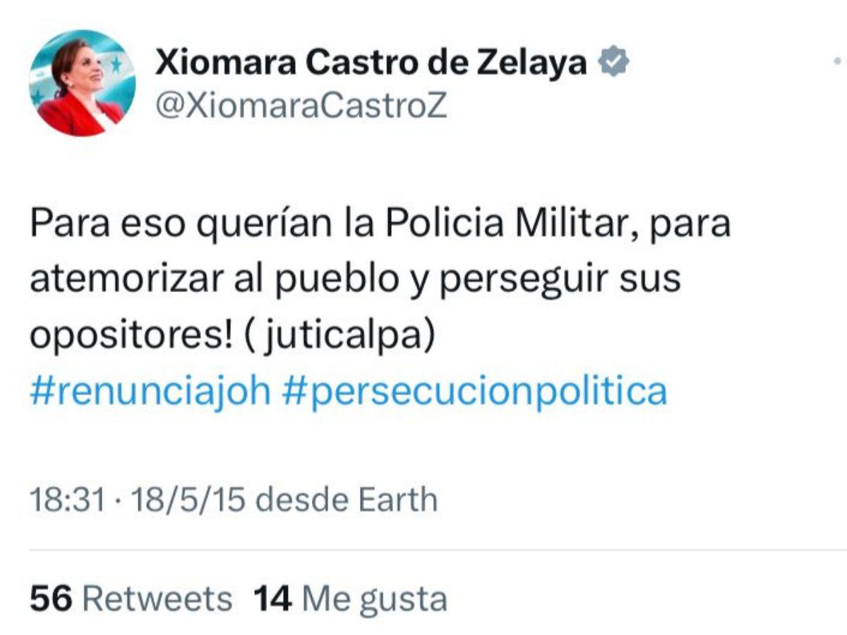 Xiomara Castro, de criticar a la PMOP a delegarle dirección de las cárceles