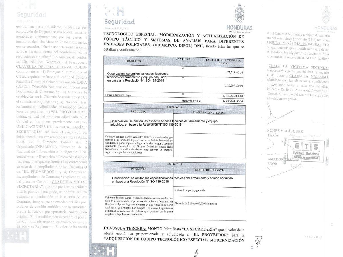 $!Varios ítems no aparecen detallados en la versión pública que compartió la Secretaría de Seguridad sobre la compra de las Black Mamba y otro equipo tecnológico.