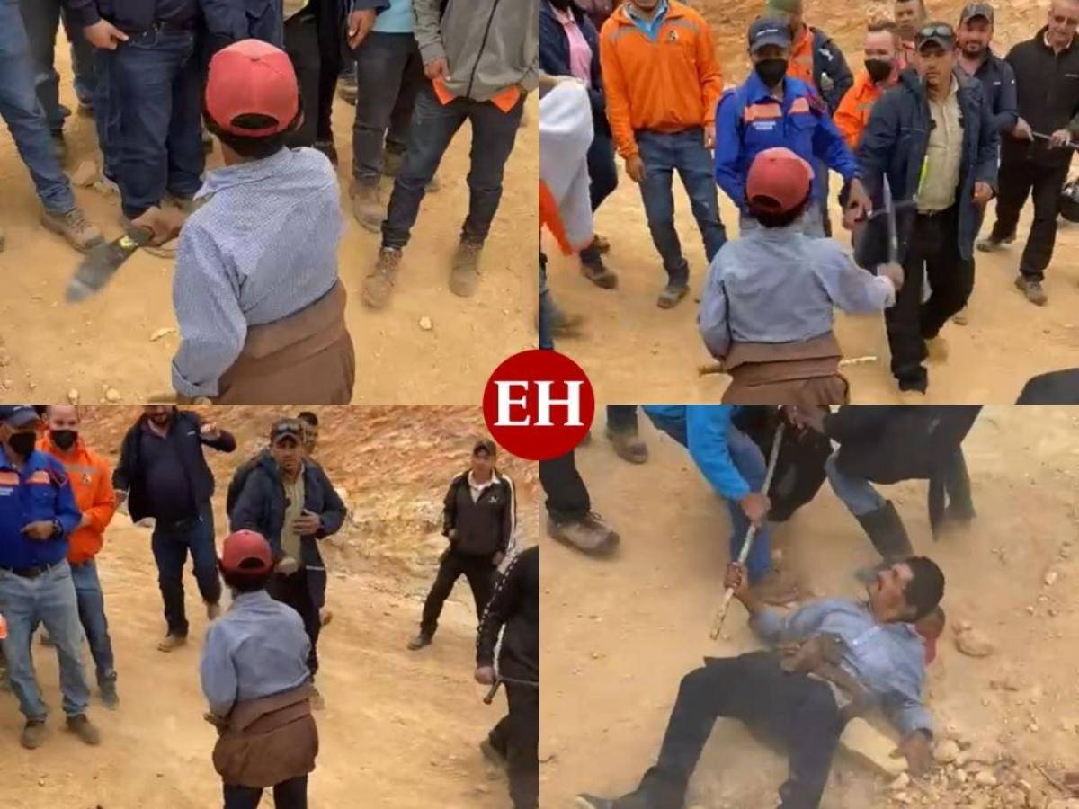 VIDEO: Poblador amenaza con machete a mineros para evitar exhumaciones en cementerio de Copán