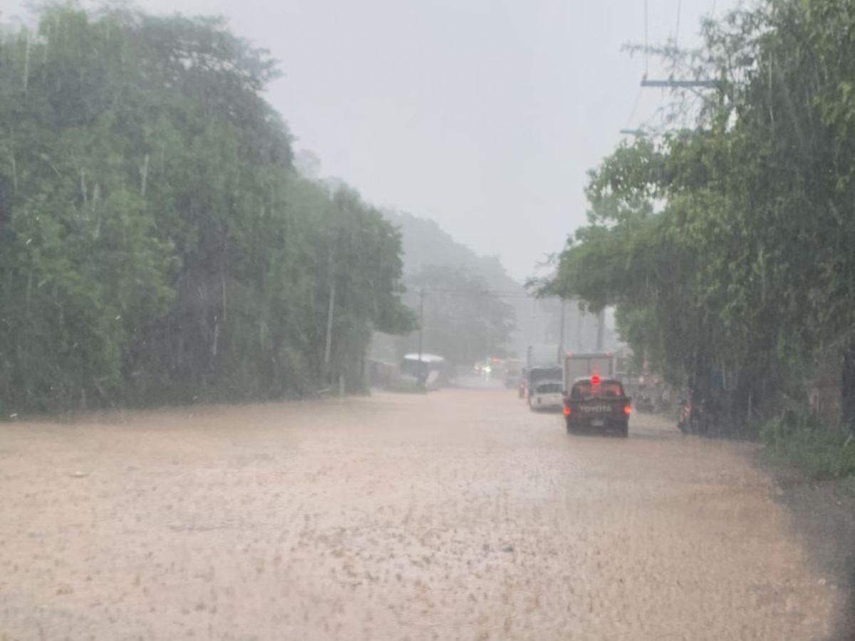 Tráfico colapsado y calles inundadas dejan fuertes lluvias registradas en varias zonas de Tegucigalpa