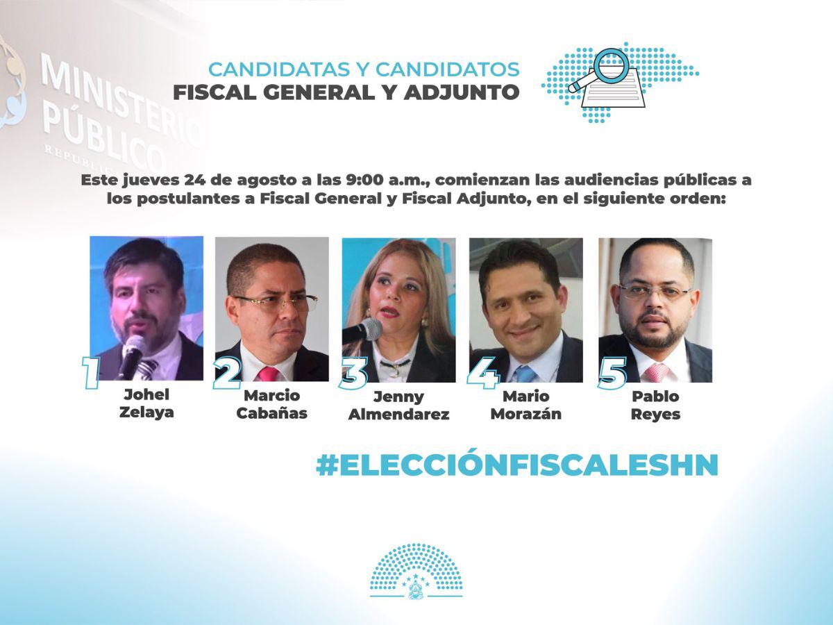 Convocan a audiencias públicas a los cinco candidatos a fiscal general y adjunto