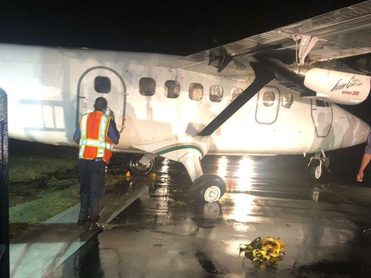 Avión se sale de la pista en el Aeropuerto Ramón Villeda Morales de La Lima, Cortés