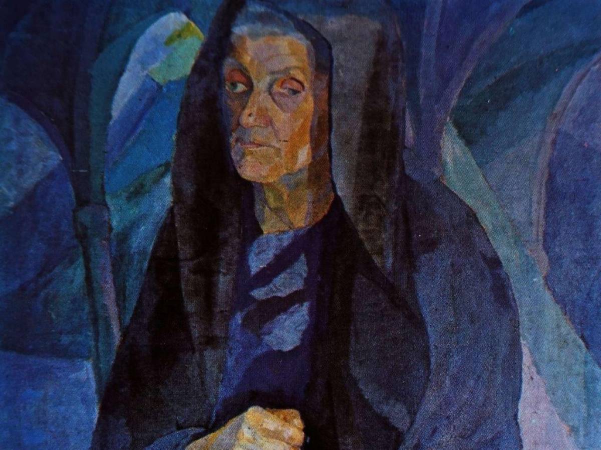 “La señora del rosario”. Una de las obras más magníficas y poco estudiadas de Zelaya Sierra. La factura clásica es traducida en una imagen absolutamente moderna.