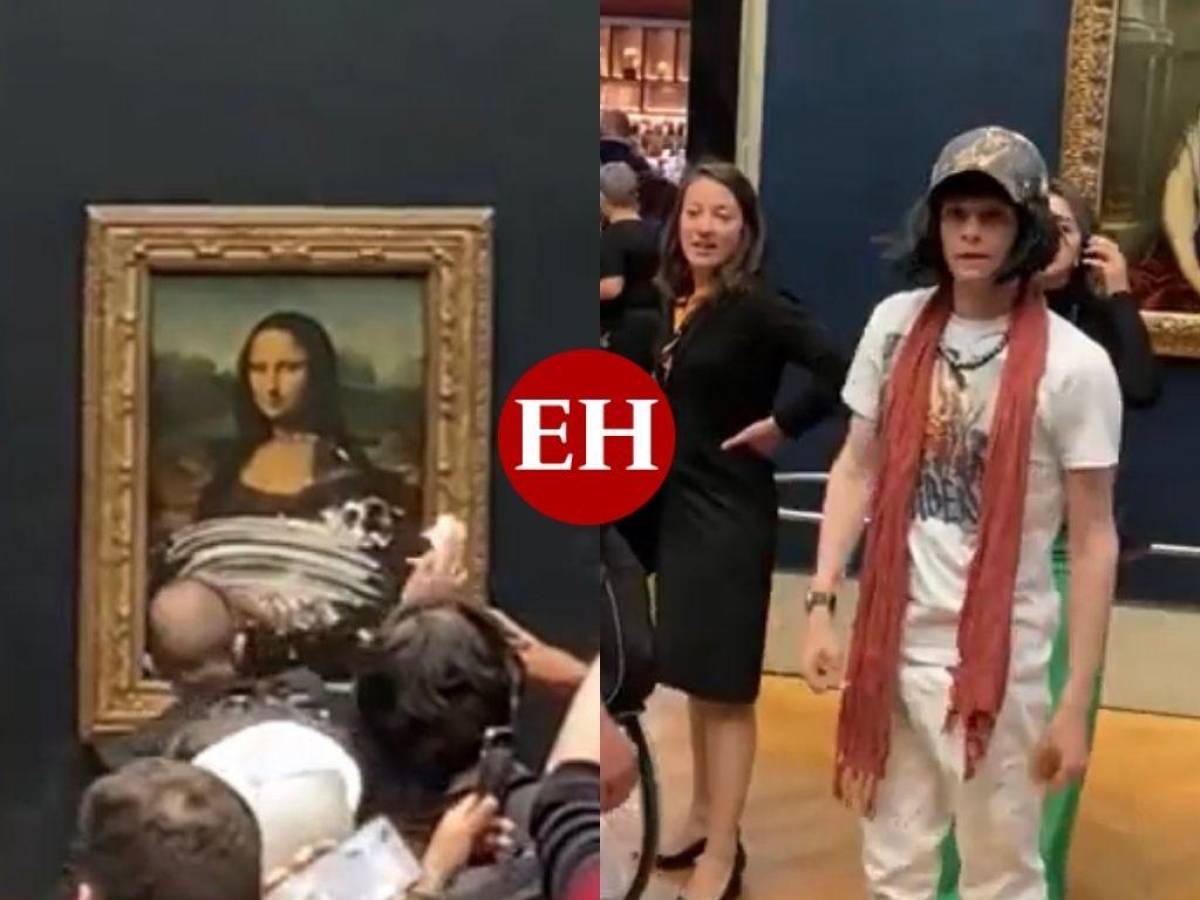 Hombre vestido de anciana lanza un “pastelazo”a la Mona Lisa