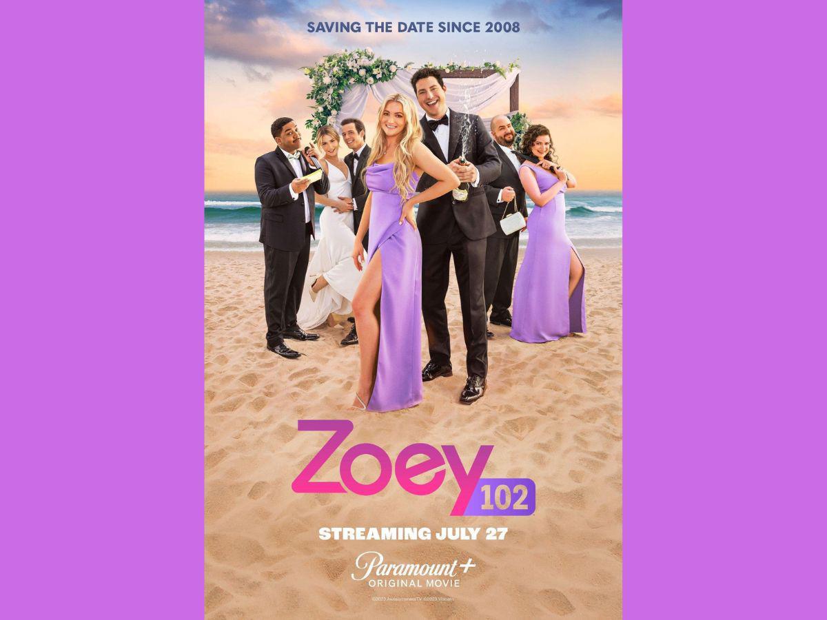 Este es el póster oficial de la película Zoey 102, divulgado por la plataforma.