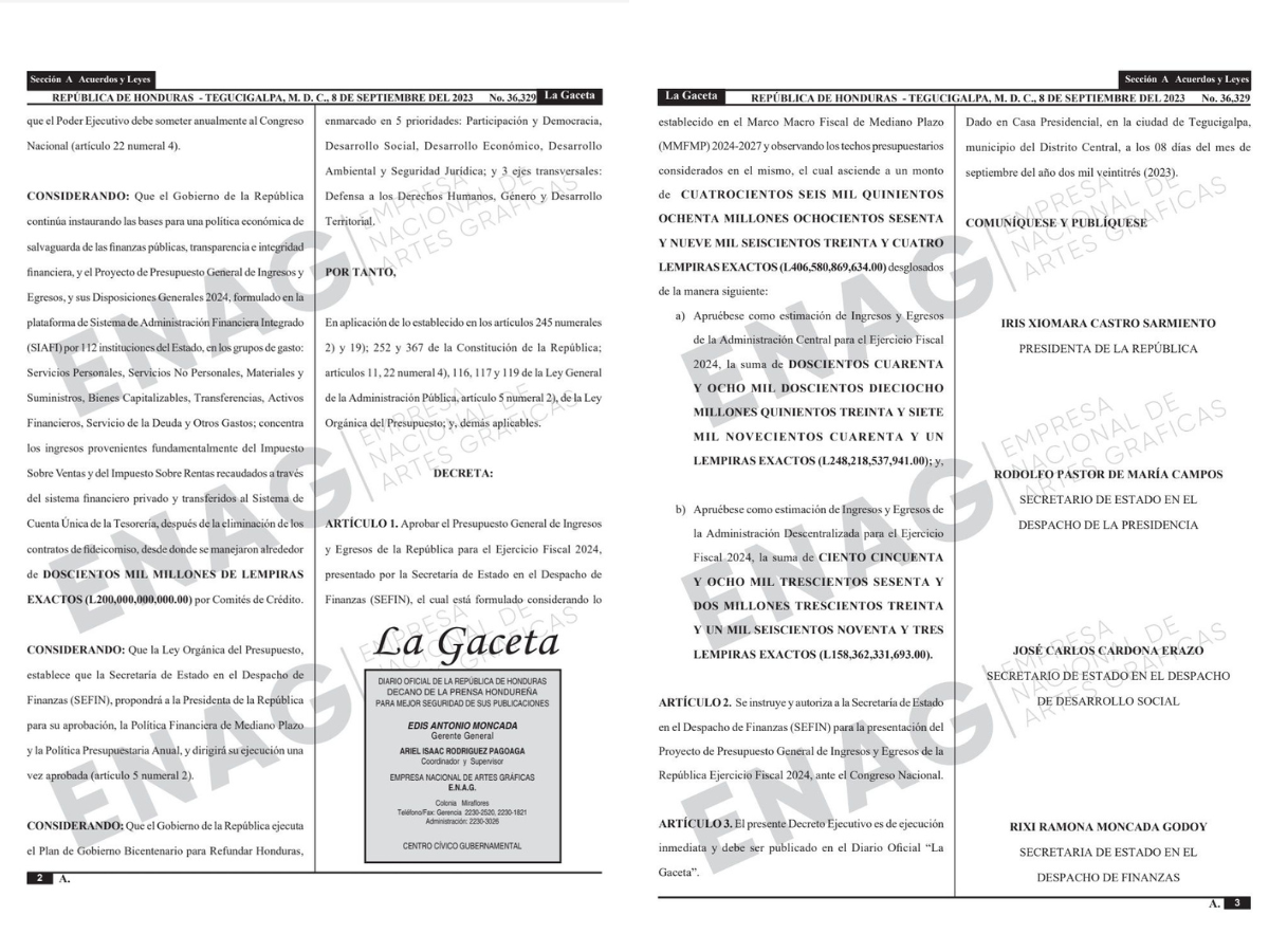 Lo publicado en La Gaceta es el proyecto de ley aprobado durante el Consejo de Ministros, vía decreto ejecutivo.