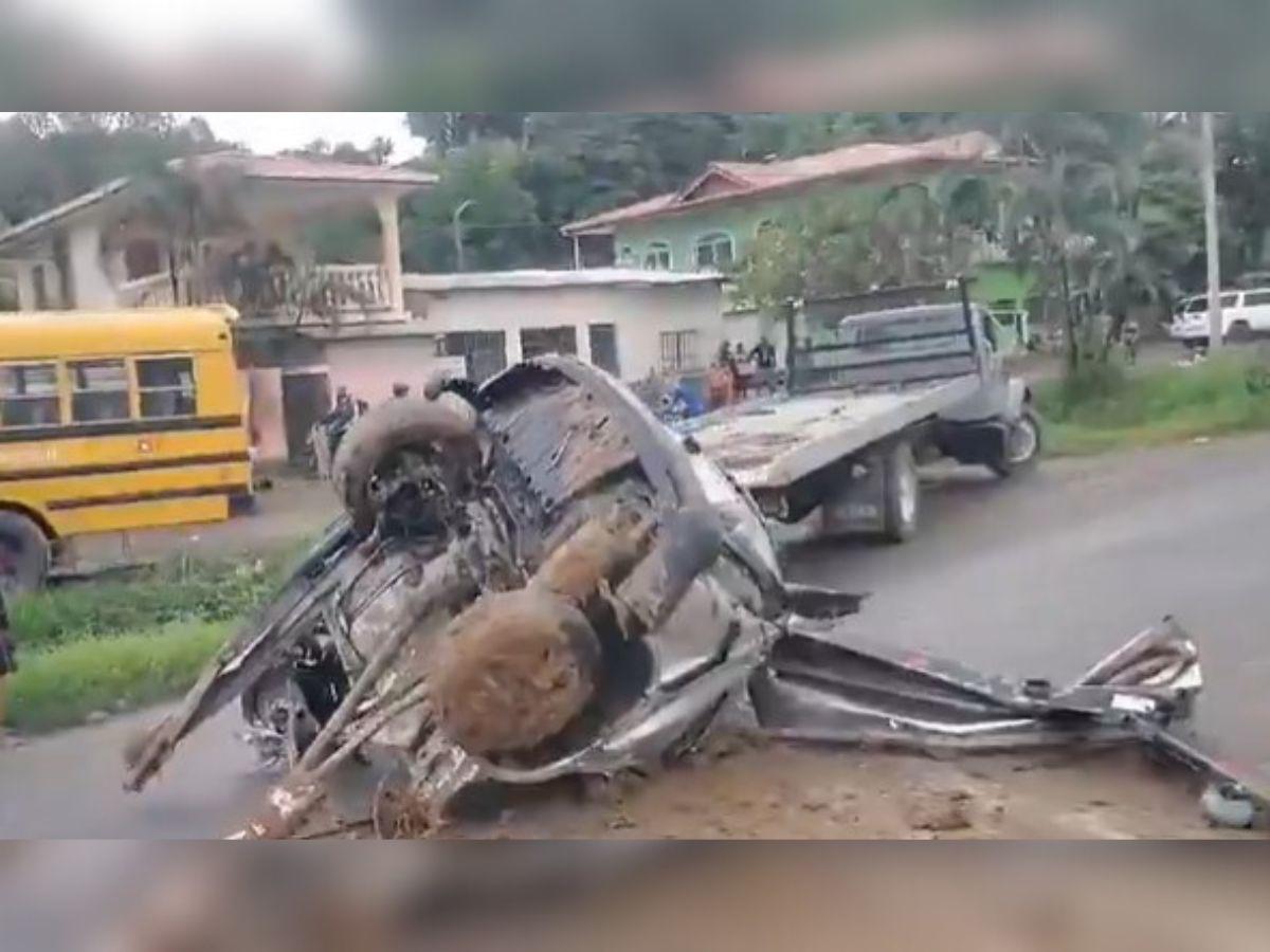 ¡Destruida! Así quedó la camioneta de Demetri Gordon tras brutal accidente en La Ceiba