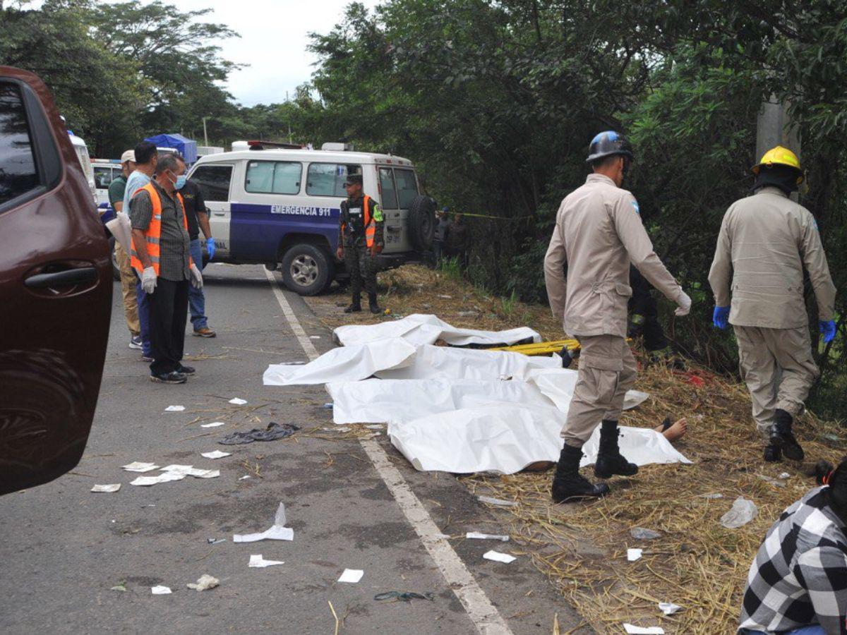 Identifican primeros cinco muertos en accidente en carretera a Olancho