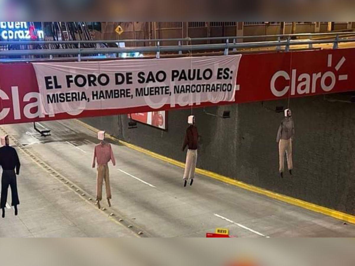 Con rótulos en rechazo al Foro de Sao Paulo amaneció Tegucigalpa este 28 de junio