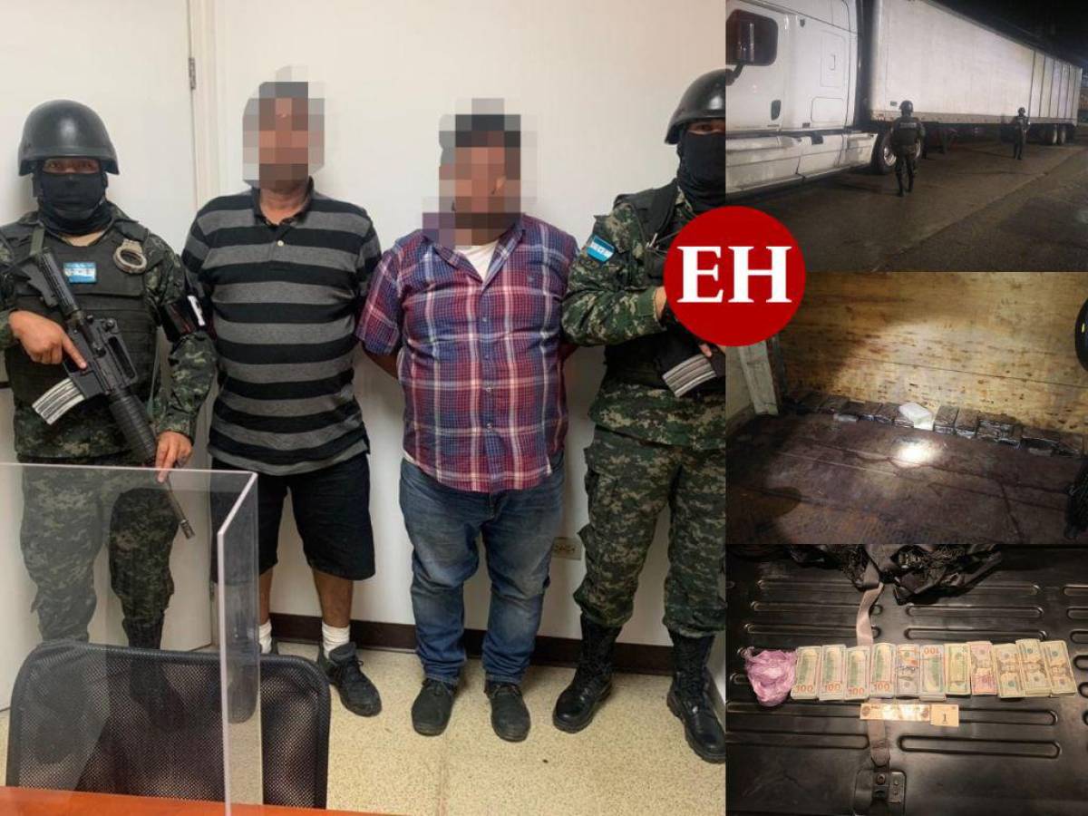 Aseguran tráiler que transportaba supuesta droga y fuerte suma de dólares en Yoro