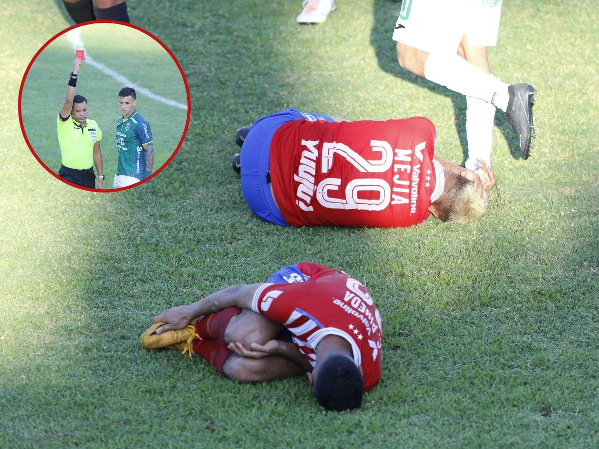 ¡Tarjeta roja! André Orellana se marcó un planchazo al 2x1 en el encuentro entre Marathón y Olimpia