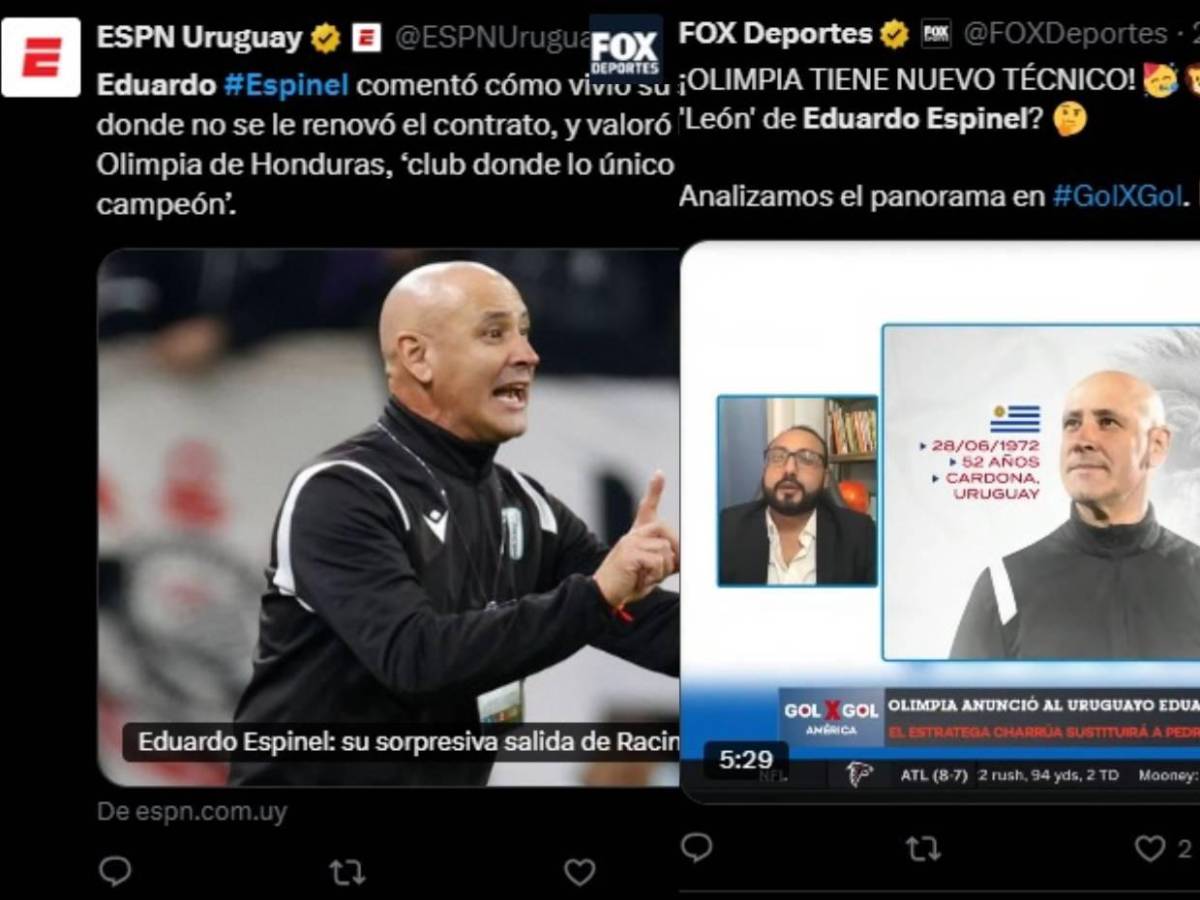 Lo que dicen los medios internacionales sobre Eduardo Espinel, nuevo técnico del Olimpia