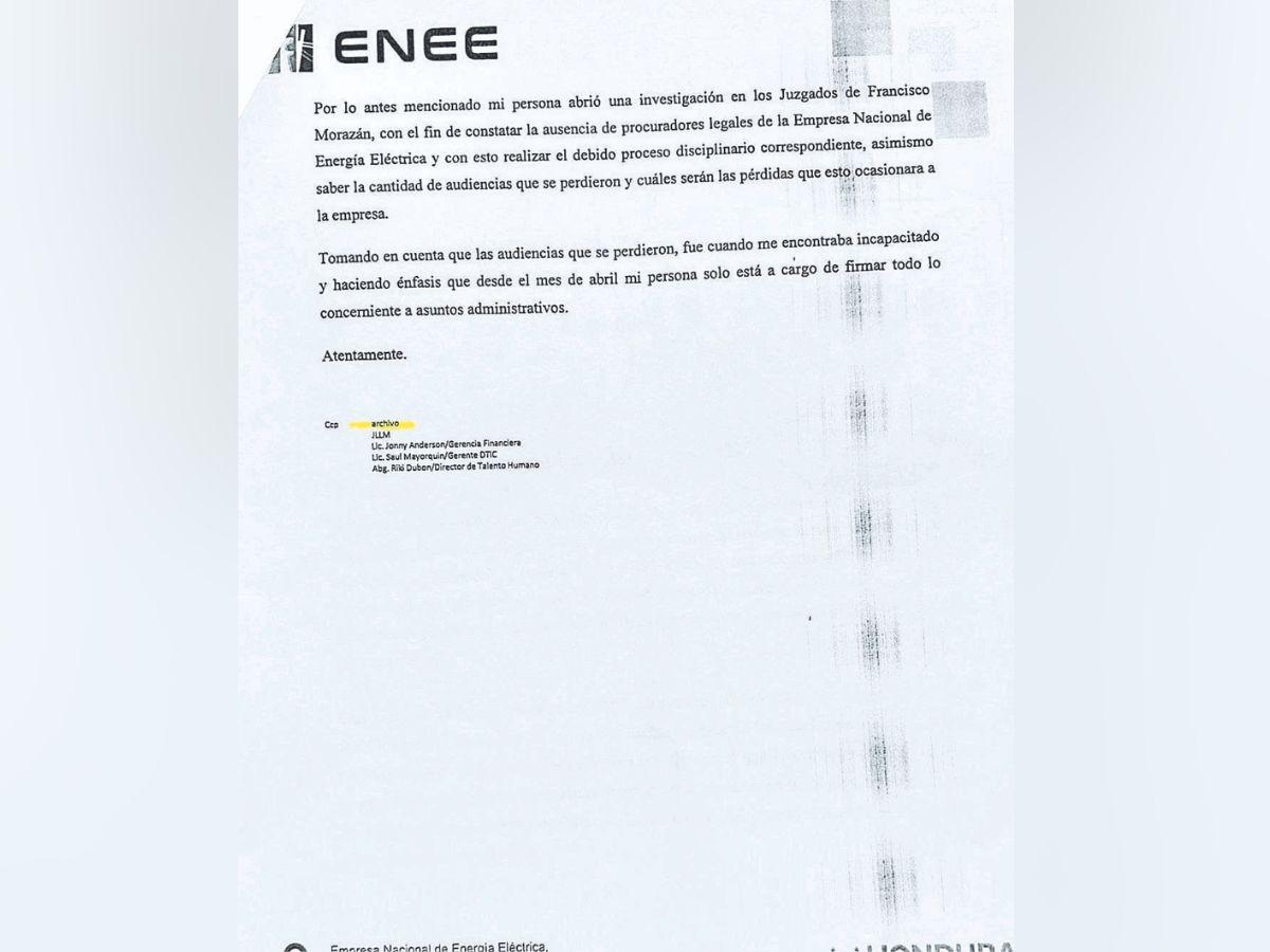 ENEE indefensa en los tribunales por ausencia de sus procuradores