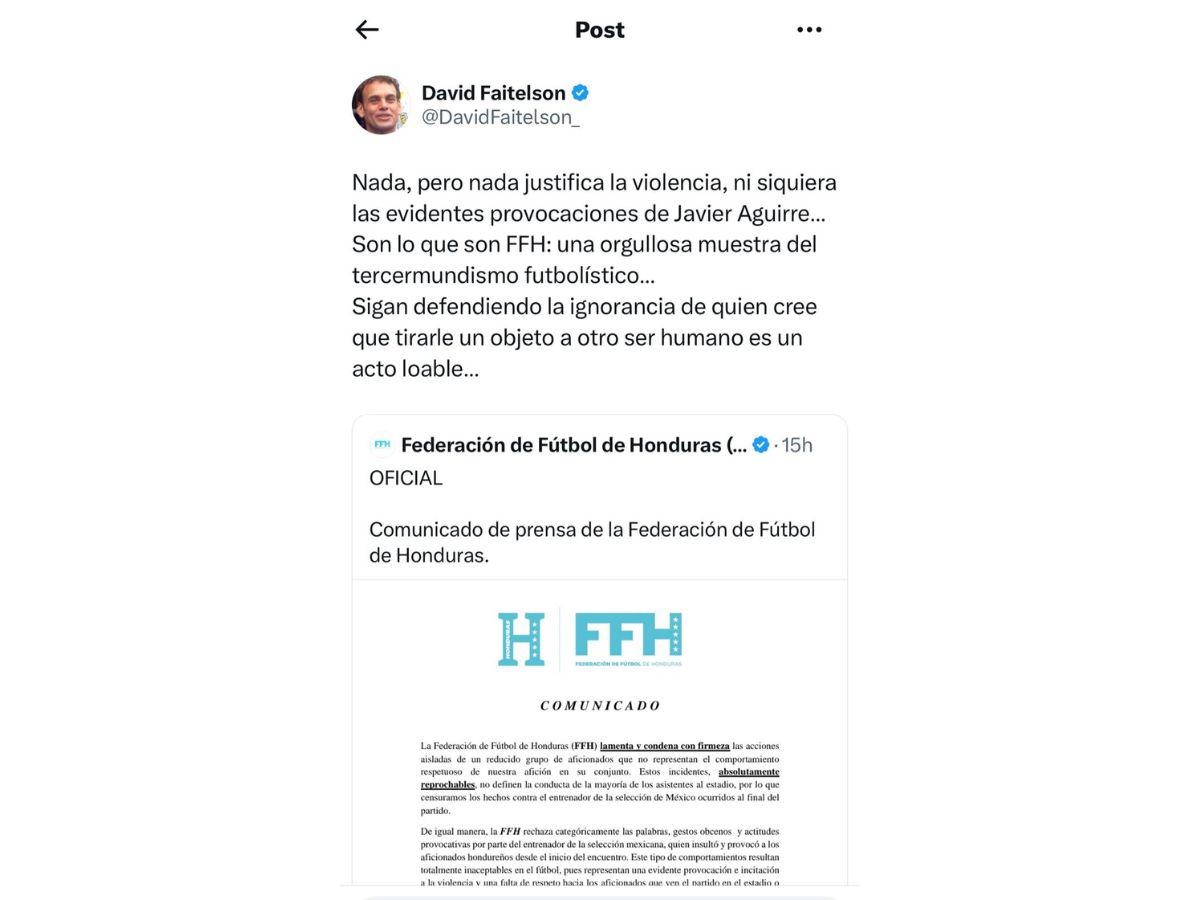 Faitelson y prensa de México atiza contra la Federación de Honduras: “Son lo que son”