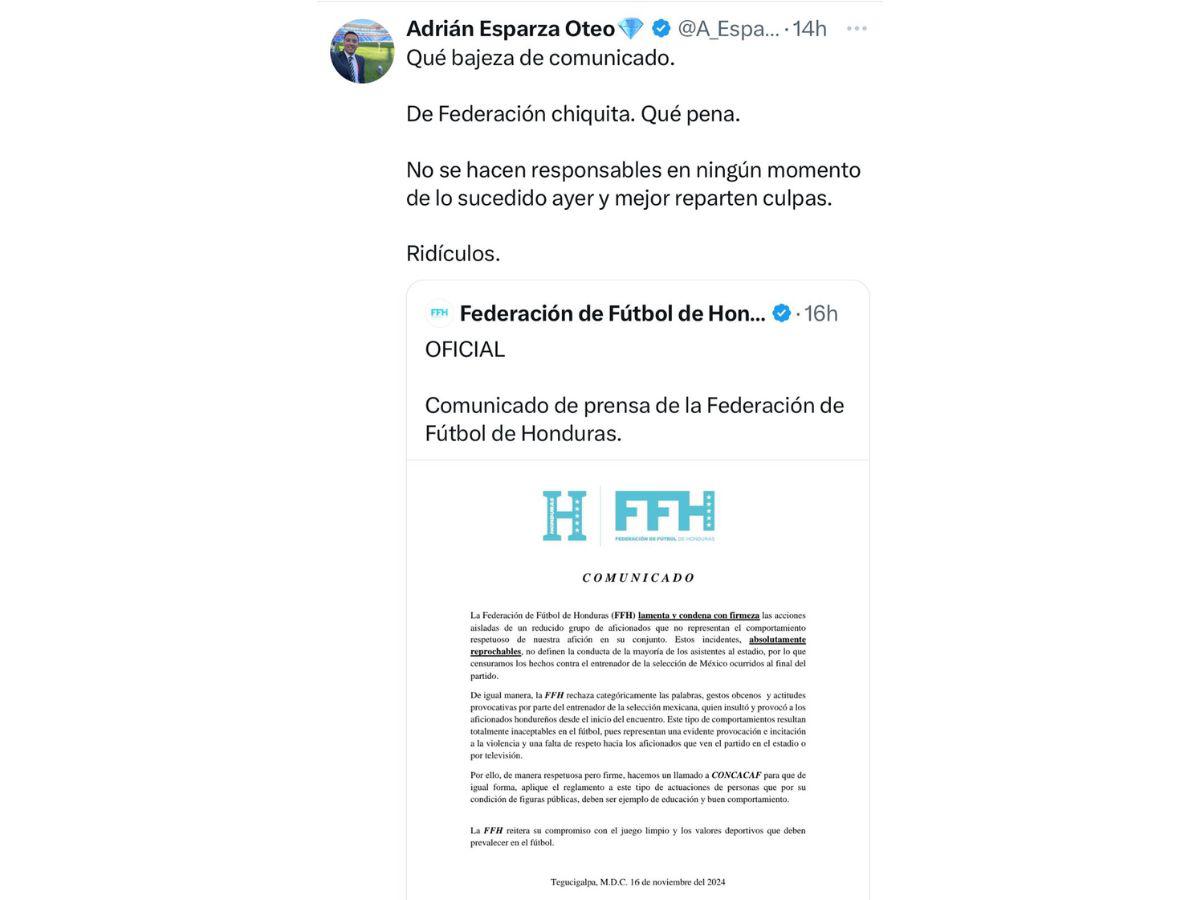 Faitelson y prensa de México atiza contra la Federación de Honduras: “Son lo que son”