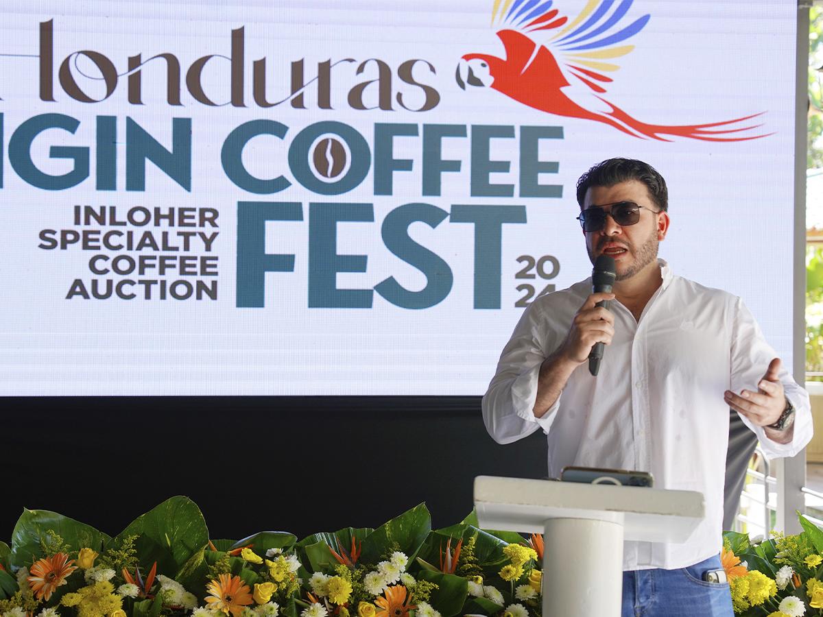 <i>Ing. Kelvin López CEO de Inloher en la inauguración de la segunda edición del Honduras Origin Coffee Fest 2024.</i>