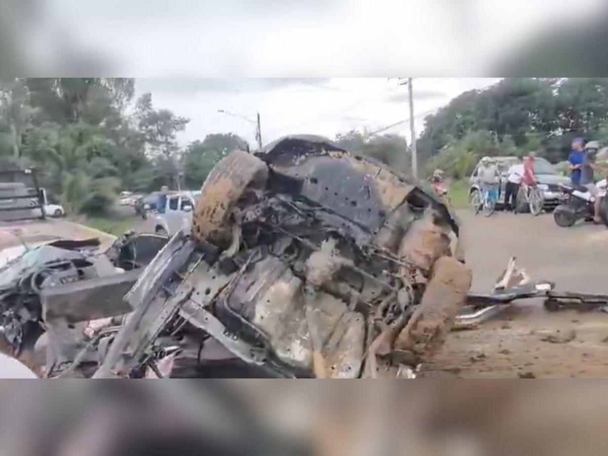 ¡Destruida! Así quedó la camioneta de Demetri Gordon tras brutal accidente en La Ceiba