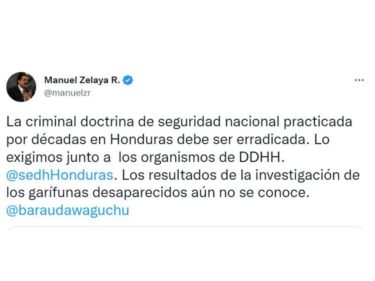 El tuit de Manuel Zelaya tras hallazgo de cuevas con cadáveres en la capital