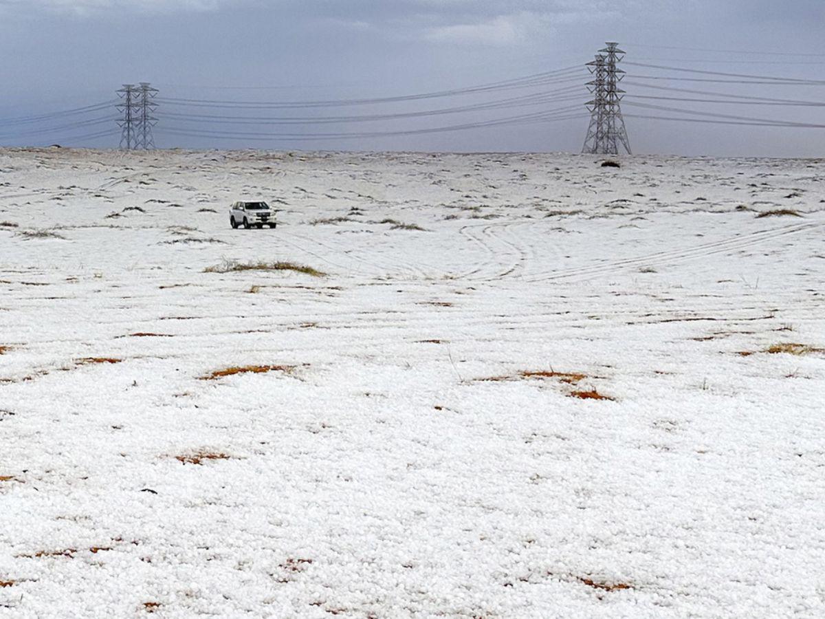 Desierto de Al Jawf en Arabia Saudita se cubre de nieve por primera vez en la historia