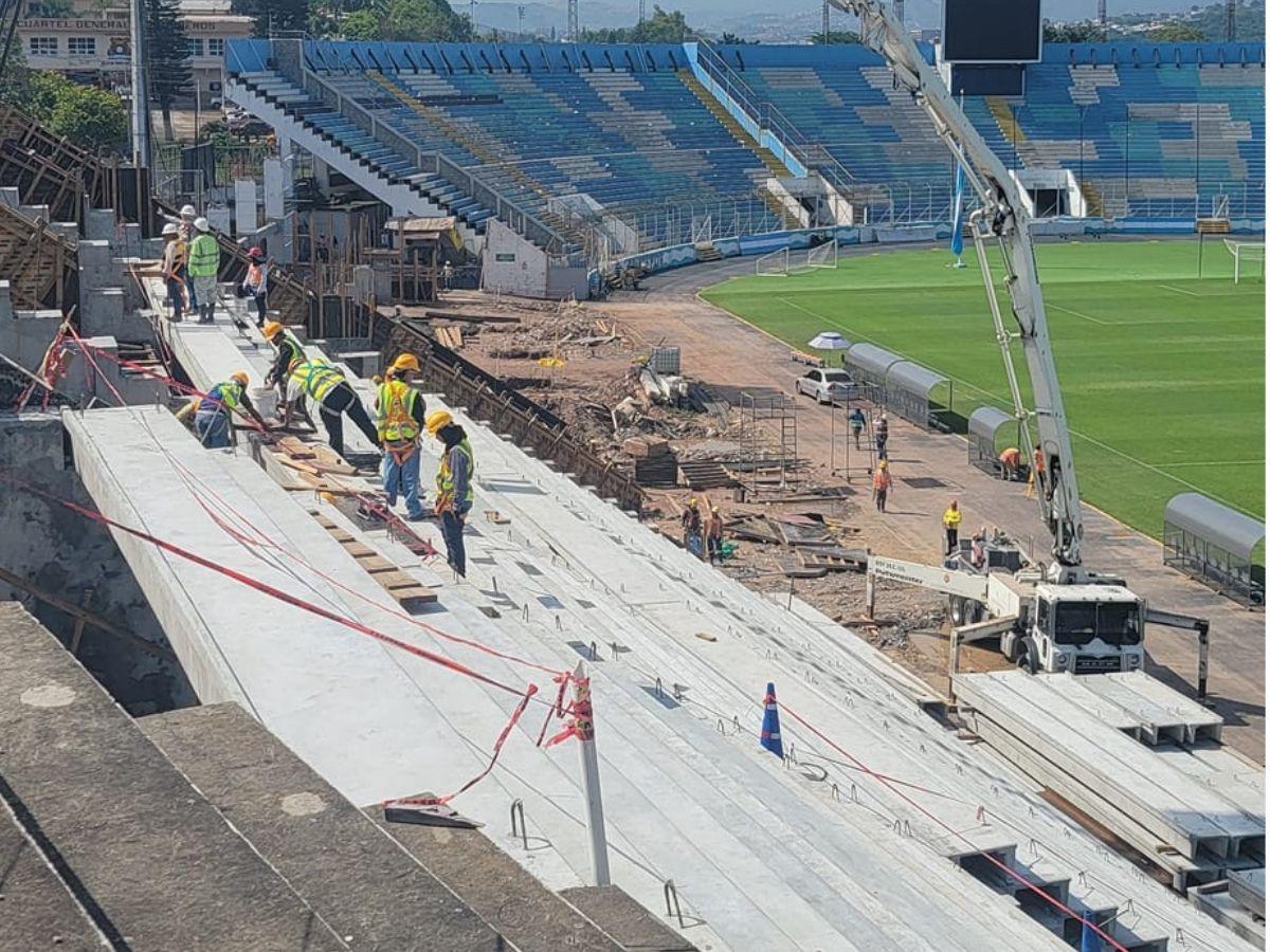 Estadio Nacional de Tegucigalpa presenta avances en gradería y nuevo techado