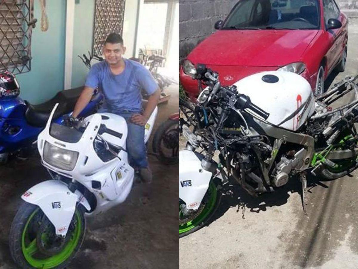 $!Antes de la tragedia, Méndez solía salir a rodadas con sus amigos los fines de semana. En la segunda fotografía se muestra cómo quedó su motocicleta después del accidente.