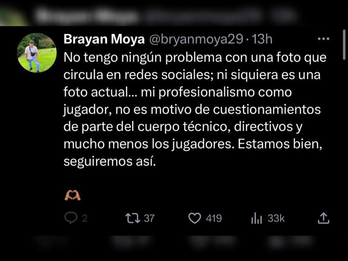 Bryan Moya salió al paso de las críticas con este mensaje.